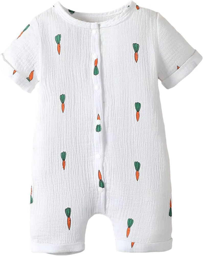 Baby Girl Western Clothes Infant Short Sleeve Jumpsuit Cactus Romper Button Down Jumpsuit Newborn... | Amazon (US)