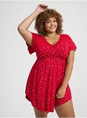 Super Soft Lace Trim Babydoll Sleep Gown | Torrid (US & Canada)