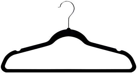 Amazon Basics Slim, Velvet, Non-Slip Clothes Suit Hangers, Black/Silver - Pack of 50 | Amazon (US)