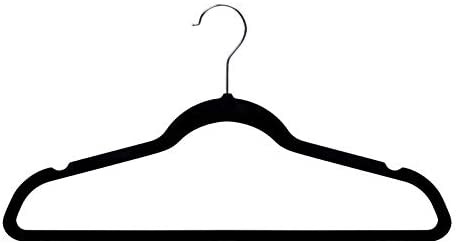 Click for more info about Amazon Basics Slim, Velvet, Non-Slip Clothes Suit Hangers, Black/Silver - Pack of 50