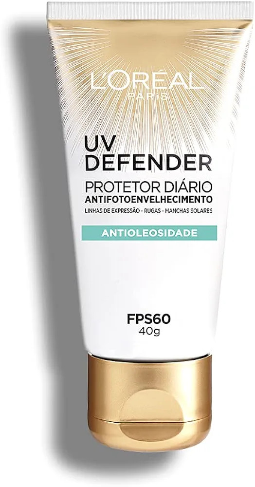 Protetor Solar Facial L'Oréal Paris UV Defender Antioleosidade FPS 60, 40g | Amazon (BR)