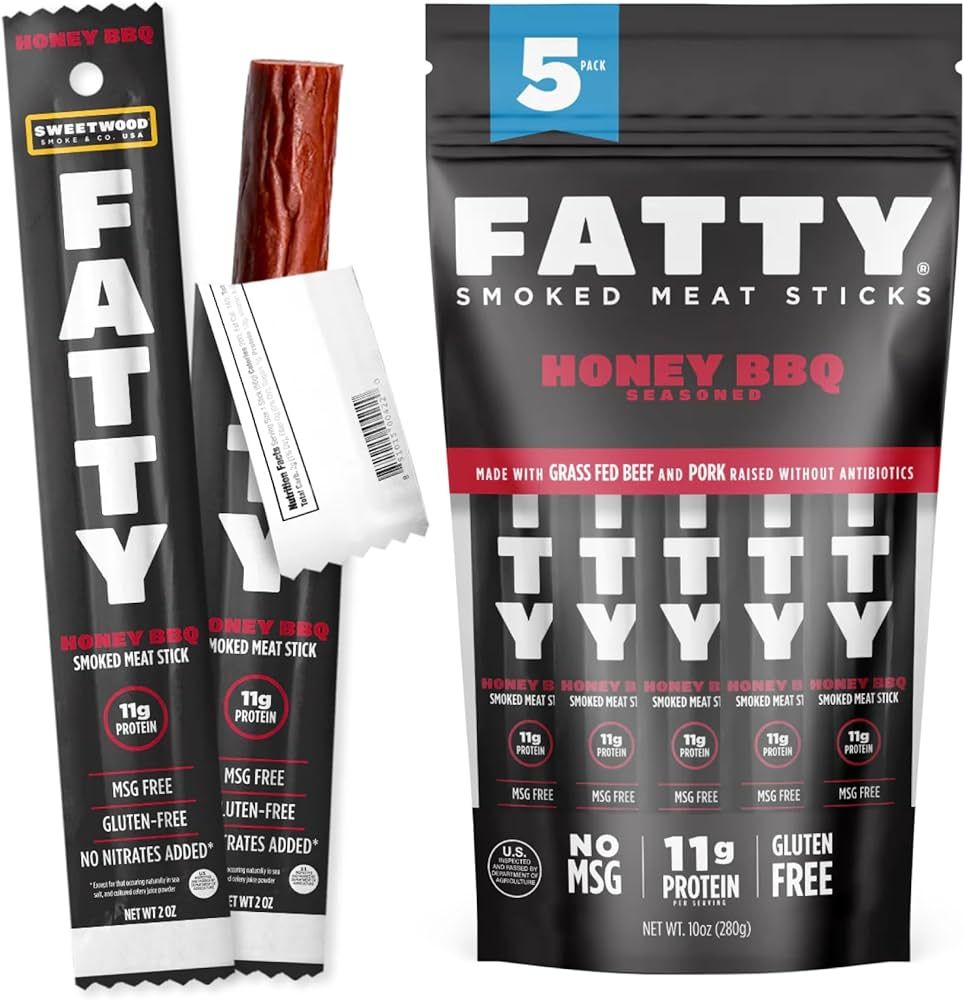 FATTY Meat Jerk Sticks, Grass-Fed Beef, High Protein Snack, Camping, Sports, Road Trip, Low Carb,... | Amazon (US)