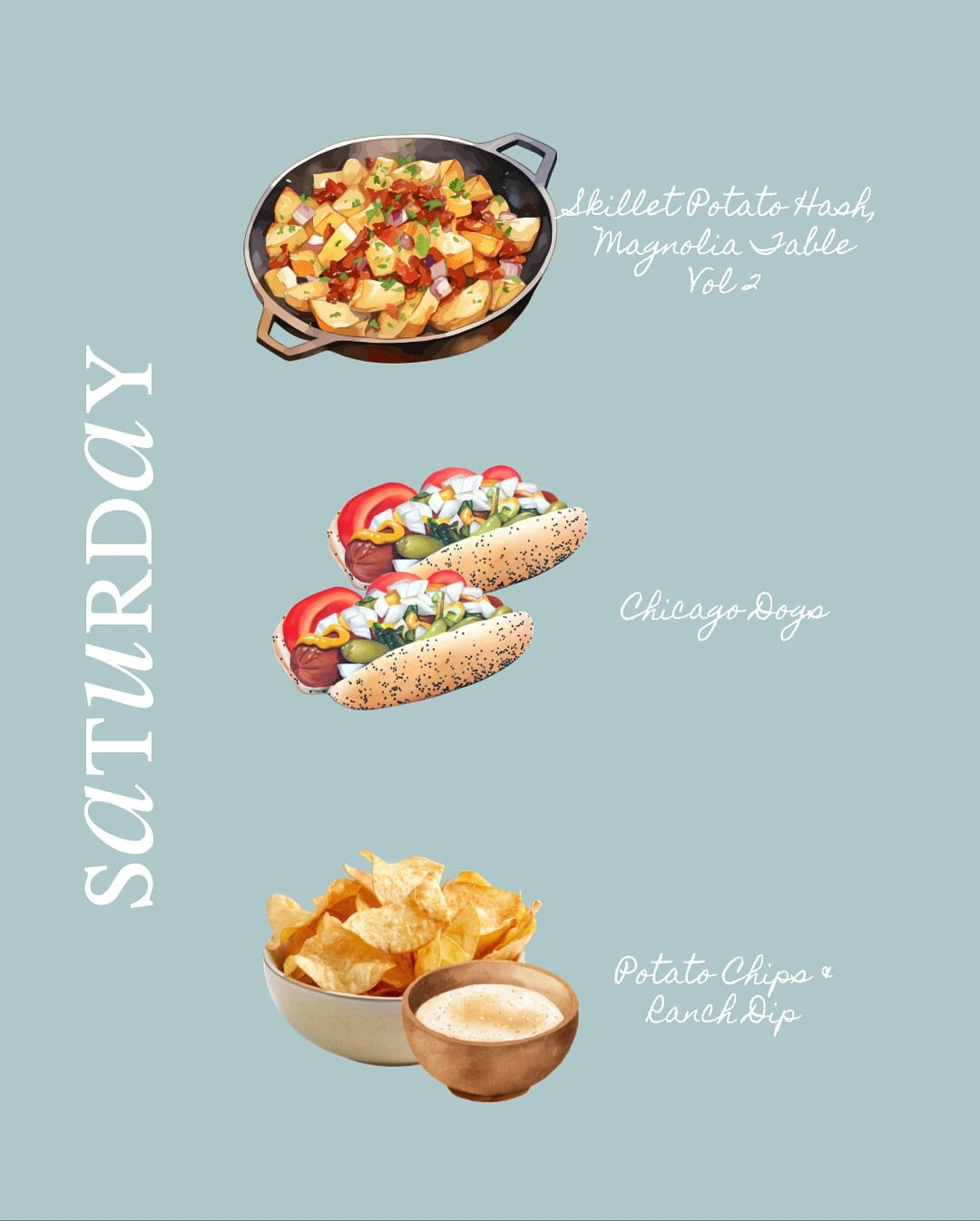 Saturday looks like comfort food done right — skillet potato hash from Magnolia Table Vol. 2, classic Chicago dogs loaded with toppings, and a simple bowl of leftover chips and ranch dip for good measure.

Truthfully, I’m running on very little sleep. The rumble of the Lone Star Rally carried on all night, and it’s the worst it’s ever been. I’m grumpy, craving a nap, and Chad’s back on shift with half a million visitors on the island.

So today, comfort food feels like the only kind of grace I can manage; something warm, salty, and simple enough to make the world feel a little quieter.

What’s on your menu?

Gracefully yours,
🫶🏻 Jeanie Jo

#LTKHome