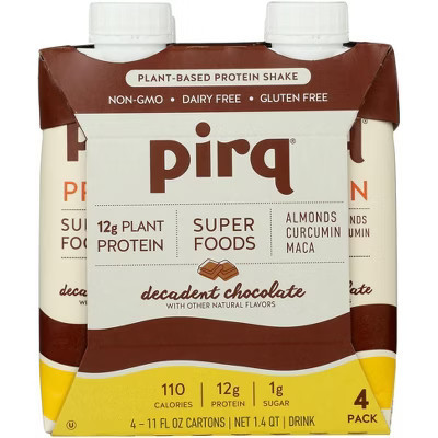 Pirq Plant Protein Superfoods Shake - Dairy Free Decadent Chocolate (Case of 3) | Target