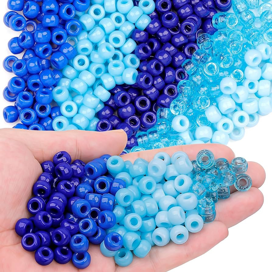 GMMA Pony Beads Bulk for Kids Crafts Beads for Bracelets Kandi Beads for Girls Hair 1000 Pcs Blue... | Amazon (US)
