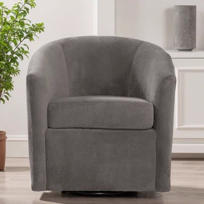 Barrel Swivel Accent Chair: Premium Performance Fabric, 360-Degree Swivel, Ash Brown | Wayfair North America