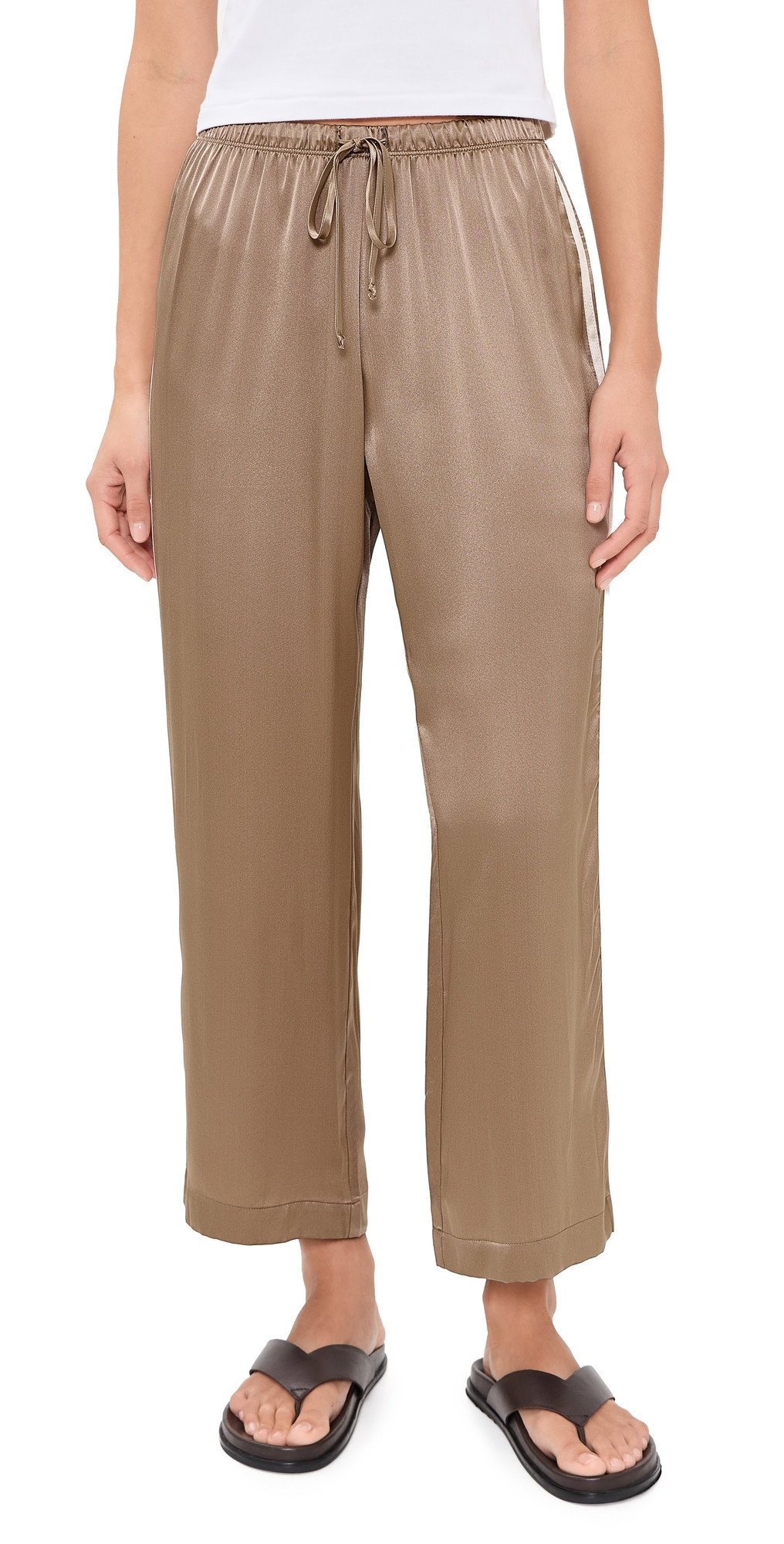 DONNI. The Silk Stripe Crop Pants Shitake/Creme XXS | Shopbop