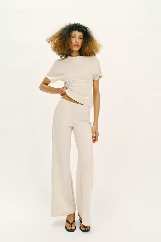 STRETCH WIDE LEG PANTS | Zara US