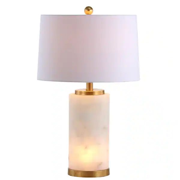 Versailles 25.5" Alabaster LED Table Lamp, White/Gold Leaf by JONATHAN Y | Bed Bath & Beyond