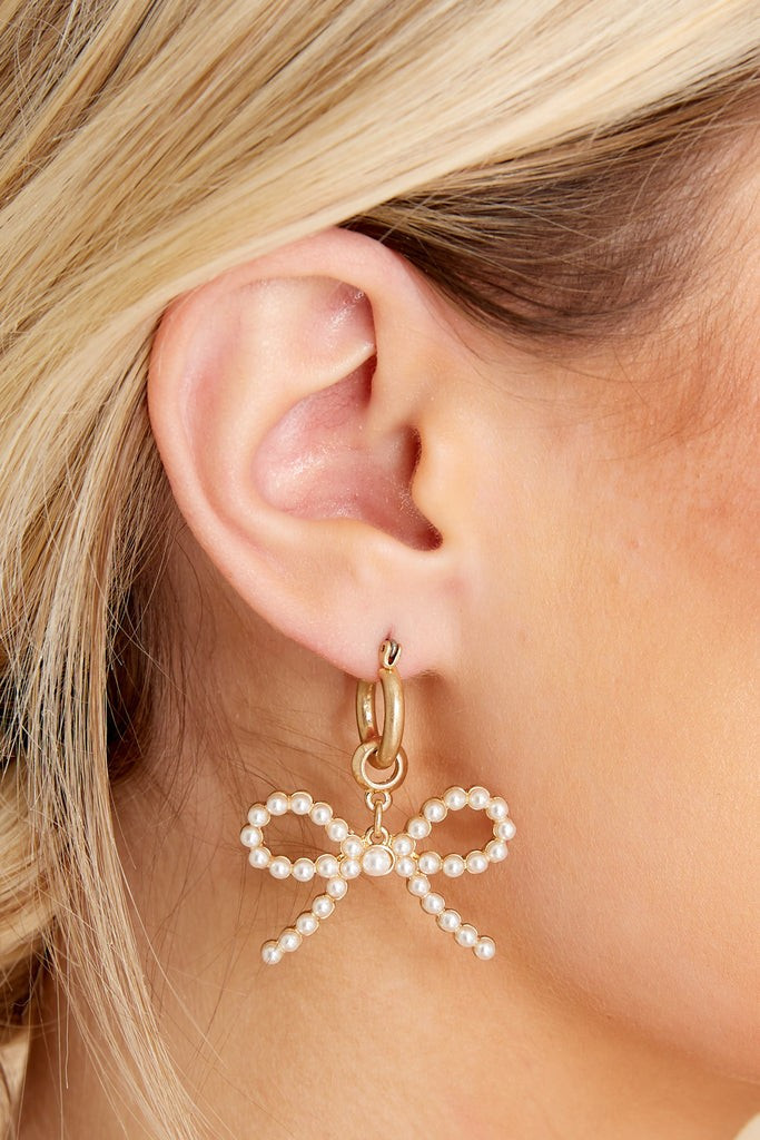 Tied Up Gold Pearl Earrings | Red Dress 