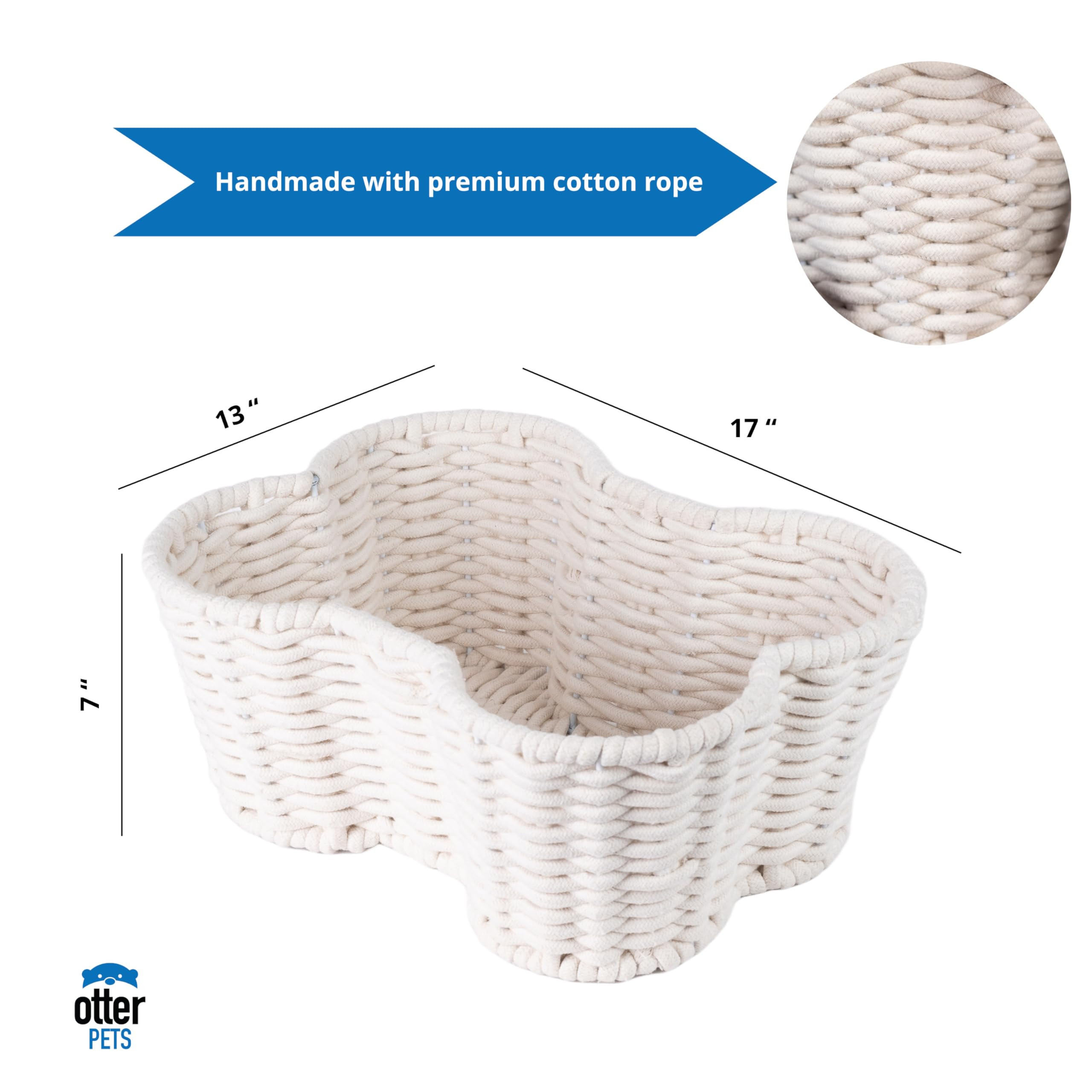 Dog Toy Basket, Handmade Dog Toy Bin, Bone Shaped Pet Organizer, Cat Storage Box (Cotton Rope, 17... | Amazon (US)