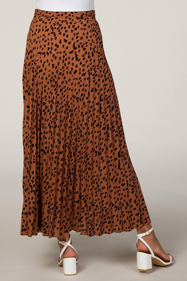 Rust Pleated Animal Print Maternity Maxi Skirt | PinkBlush Maternity