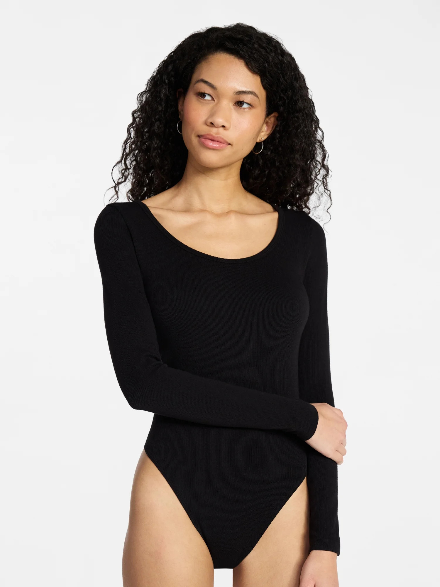 No Boundaries Seamless Scoop Neck Bodysuit with Long Sleeves, Women's XXS-XXL | Walmart (US)