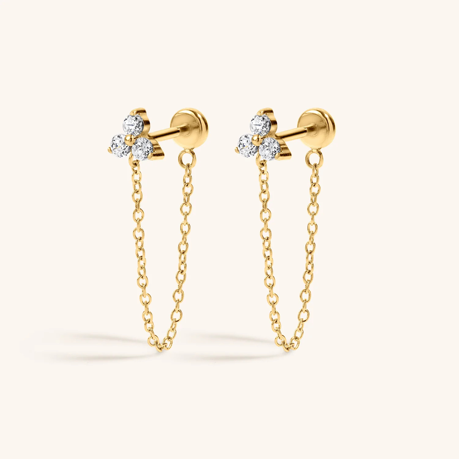 Crystal Trinity Chain Nap Earrings | Maison Miru