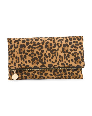 Fold Over Leopard Print Clutch | TJ Maxx
