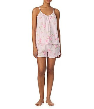 Lauren Ralph Lauren Floral Print Sleeveless V Neck Jersey Knit Shorty Pajama Set -  L | Dillard's