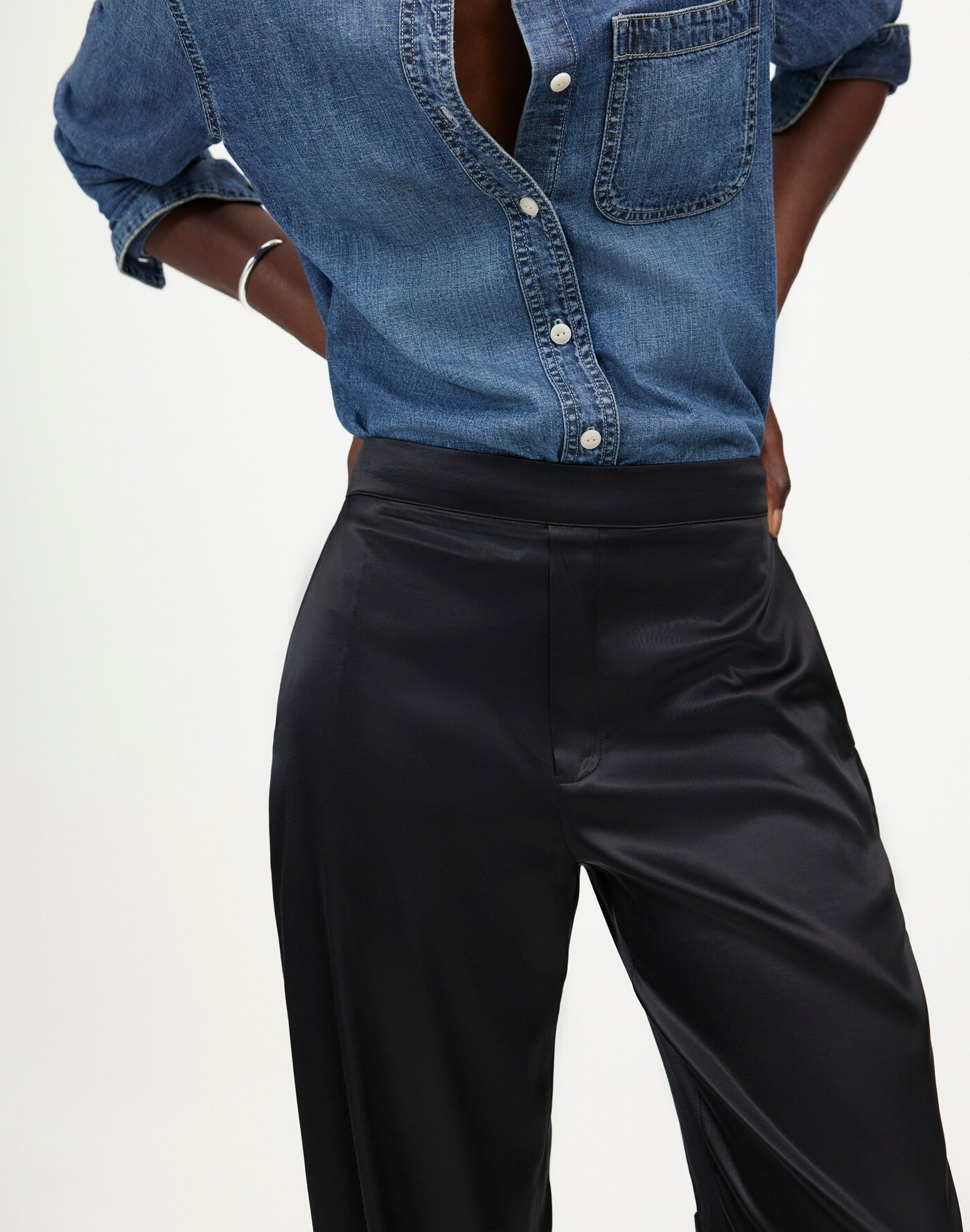 Pull-On Straight Pants in Stretch Satin | Madewell | Madewell