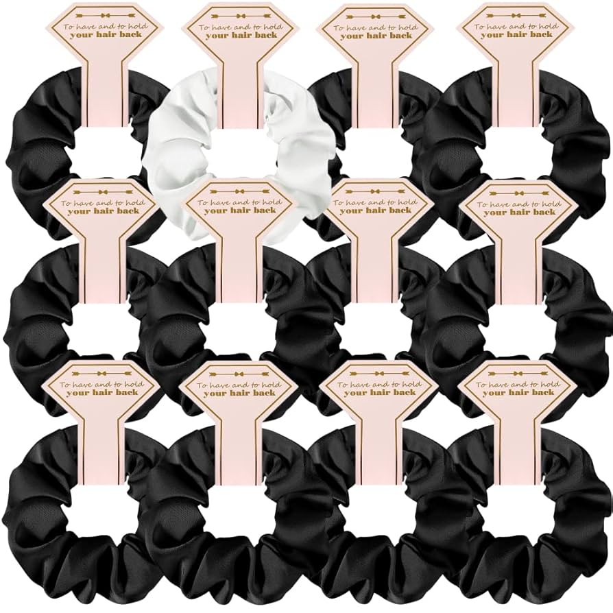 New Smooth linen Satin Bridesmaid Scrunchies 12 pack Proposal Gifts Elastics Hair Ties Scrunchies... | Amazon (US)