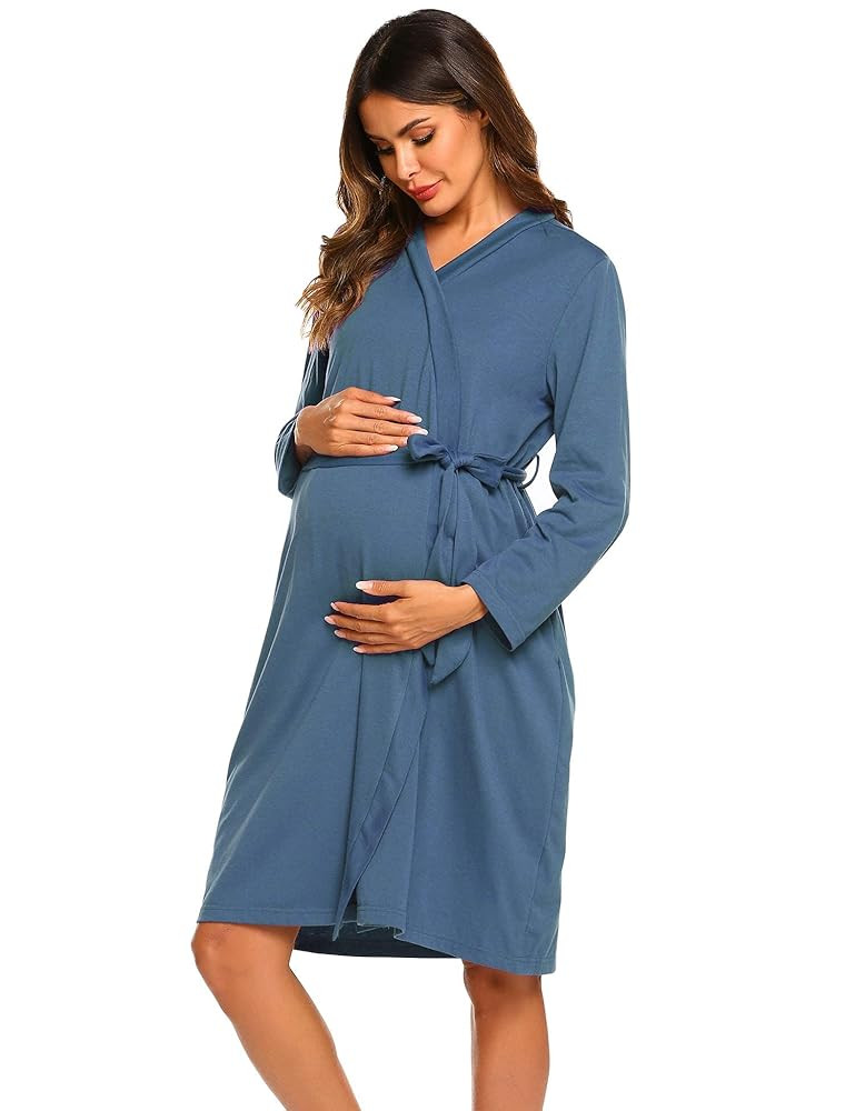 Ekouaer Maternity Robe Labor Delivery Nursing Gown Hospital Breastfeeding Dress Bathrobes | Amazon (US)