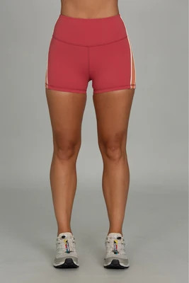 Terracotta Side Stripe 3" StrydeForm Short | Gold Hinge