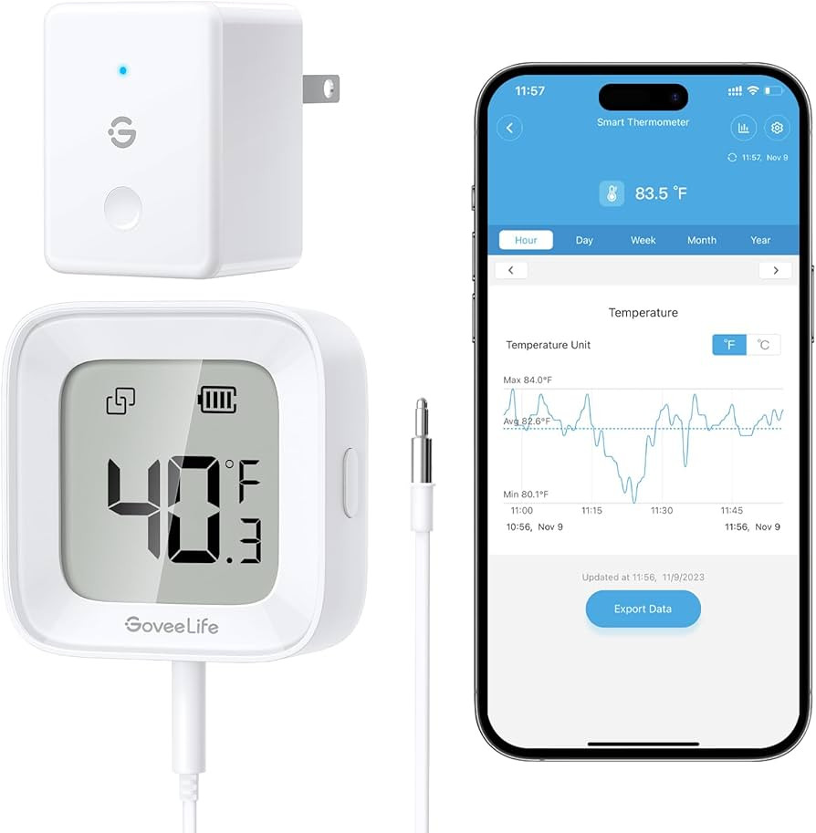 GoveeLife WiFi Refrigerator Thermometer with Alarm, Wireless Digital Freezer Temperature Gauge wi... | Amazon (US)