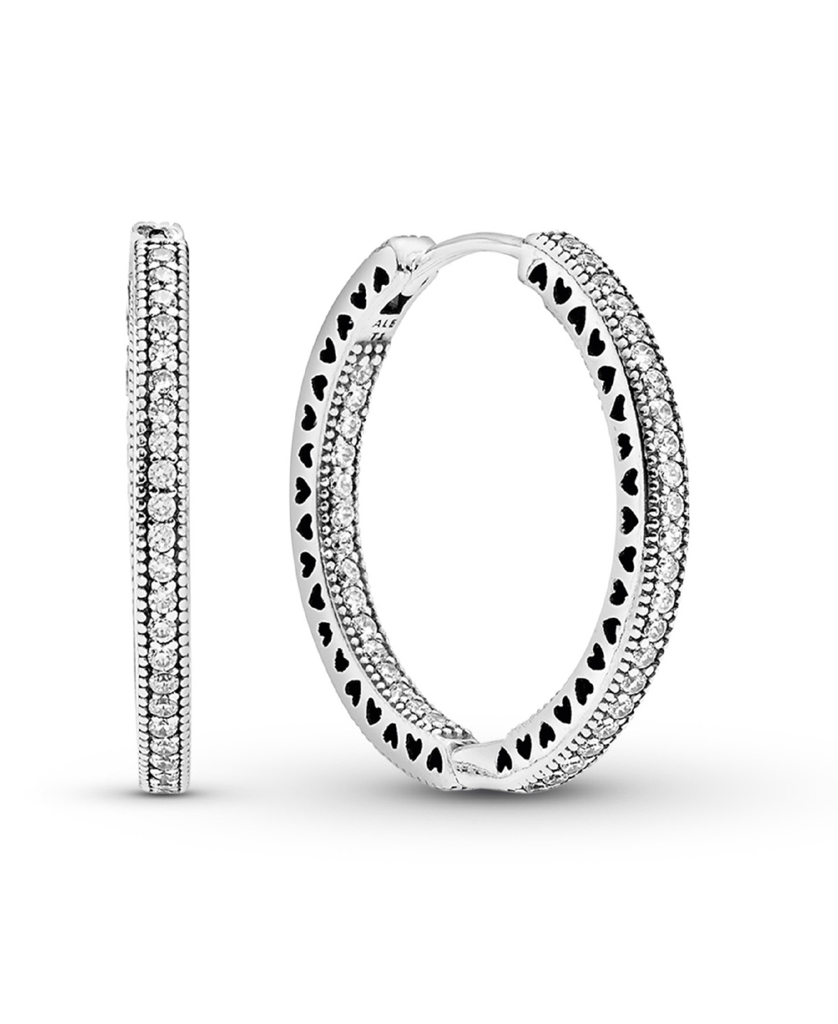 Pandora Sparkle and Hearts Hoop Earrings - Silver | Macy's
