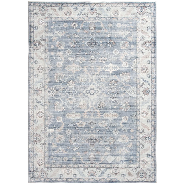 Better Homes & Gardens Washable Persian Indoor Area Rug, Blue, 5'x7' | Walmart (US)