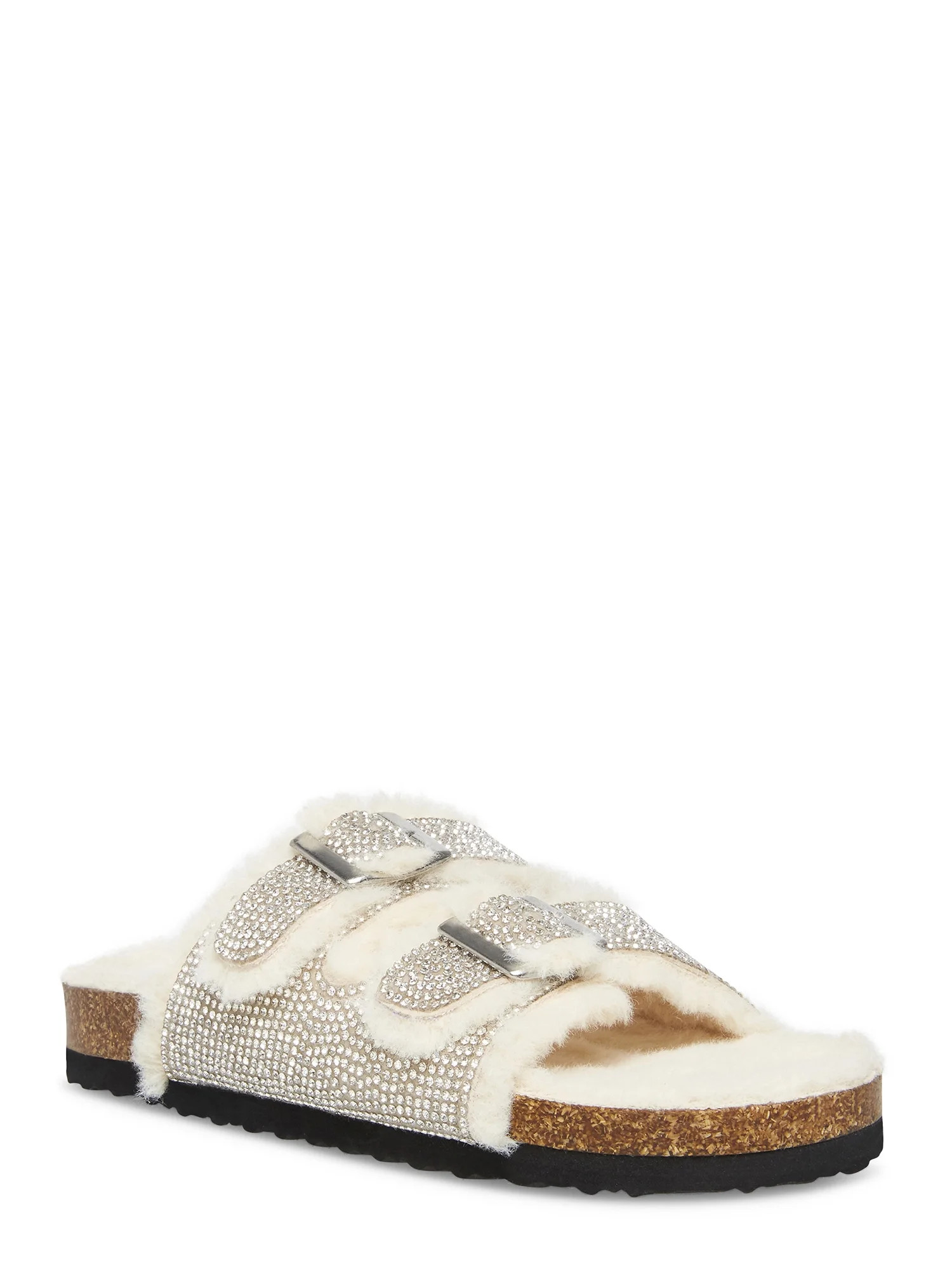 Steve Madden Jnewly Faux-Fur Footbed Sandal (Little Girl and Big Girl) - Walmart.com | Walmart (US)