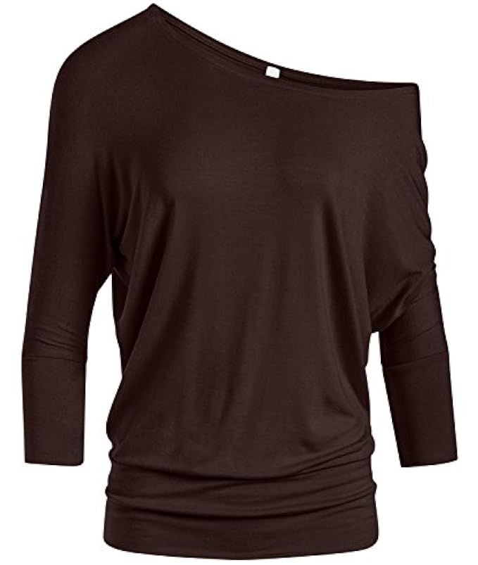 Dolman 3/4 Sleeve Off The Shoulder Drape Top with Banded Waist - Made in USA | Amazon (US)