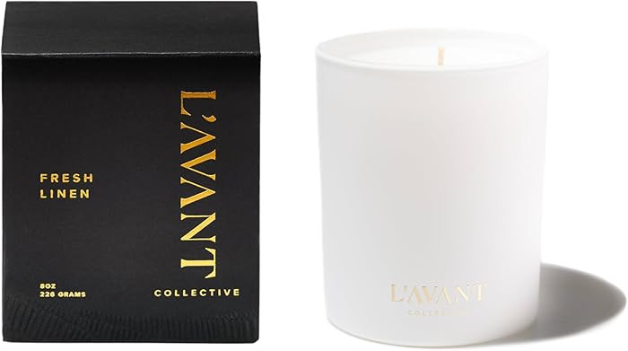 L'AVANT Collective White Candle | Fresh Linen Scented | Non-Toxic & Paraffin Free | Sophisticated... | Amazon (US)