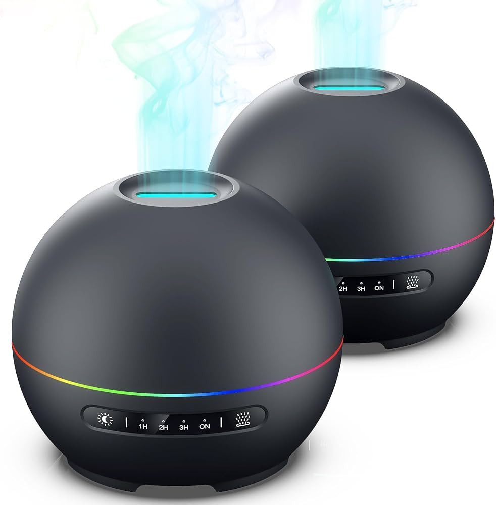 2 Pack Essential Oil Diffusers for Home - 200ml Aromatherapy Diffuser Humidifier with 4 Timers & ... | Amazon (US)