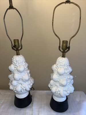 Authentic & Rare Italian Blanc de Chine White Porcelain Fruit Topiary Lamps (2) | eBay | eBay US