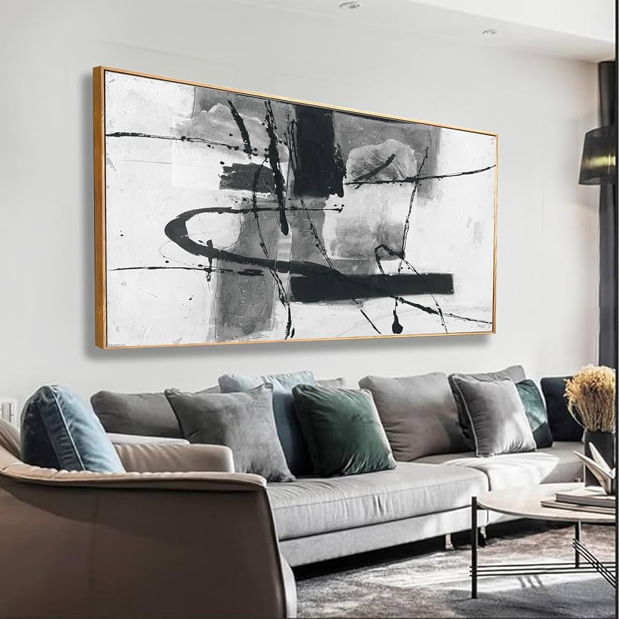 Black and White Abstract Canvas Wall Art Decor Wall Decorations Framed Pictures Maximalist Modern... | Amazon (US)