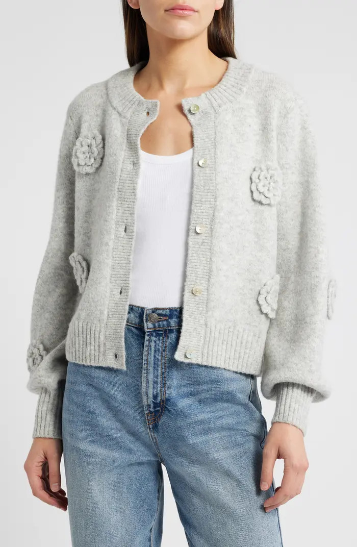 Francesca 3D Floral Embellished Cardigan | Nordstrom