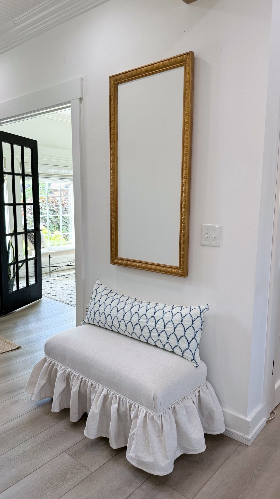 Working on this little wall in my entryway! Started by adding this cute skirted bench + pillow, then decided to make my own art!

Here’s what I used to make the frame today! Tomorrow, we’ll get started on the art!

#LTKootd #LTKHome #LTKSaleAlert