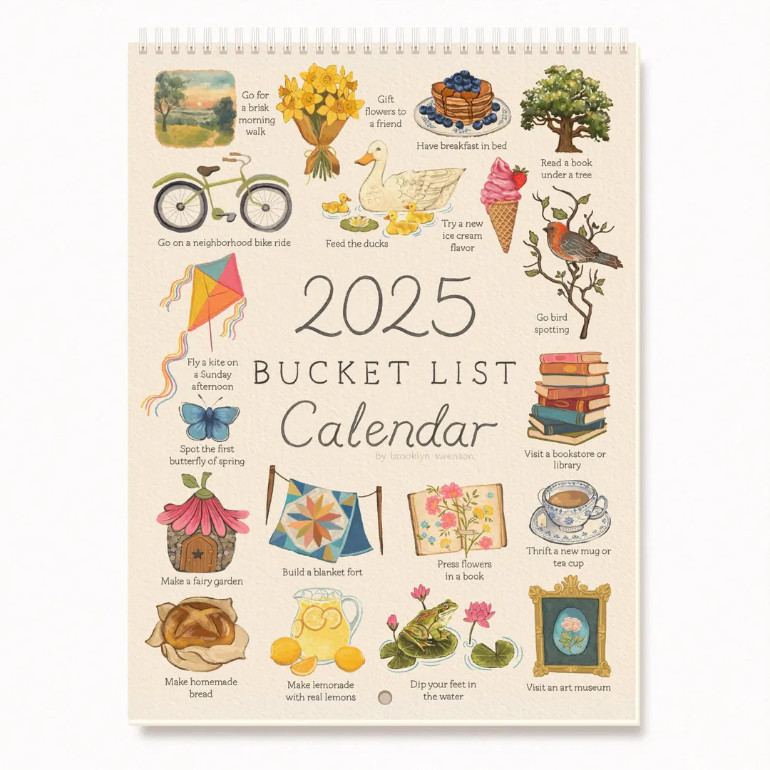 2025 Bucket List Calendar | 9x12 inch Calendar | Brooklyn Swenson Bucket List Calendar, 2025 Wall... | Etsy (US)
