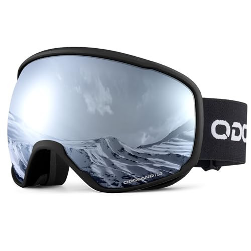 Odoland Snow Ski Goggles S2 Double Lens Anti-Fog OTG Windproof UV400 Eyewear for Men, Women and Youth-Skiing Snowboarding, Black Frame Sliver Lens vlt 14% | Amazon (US)