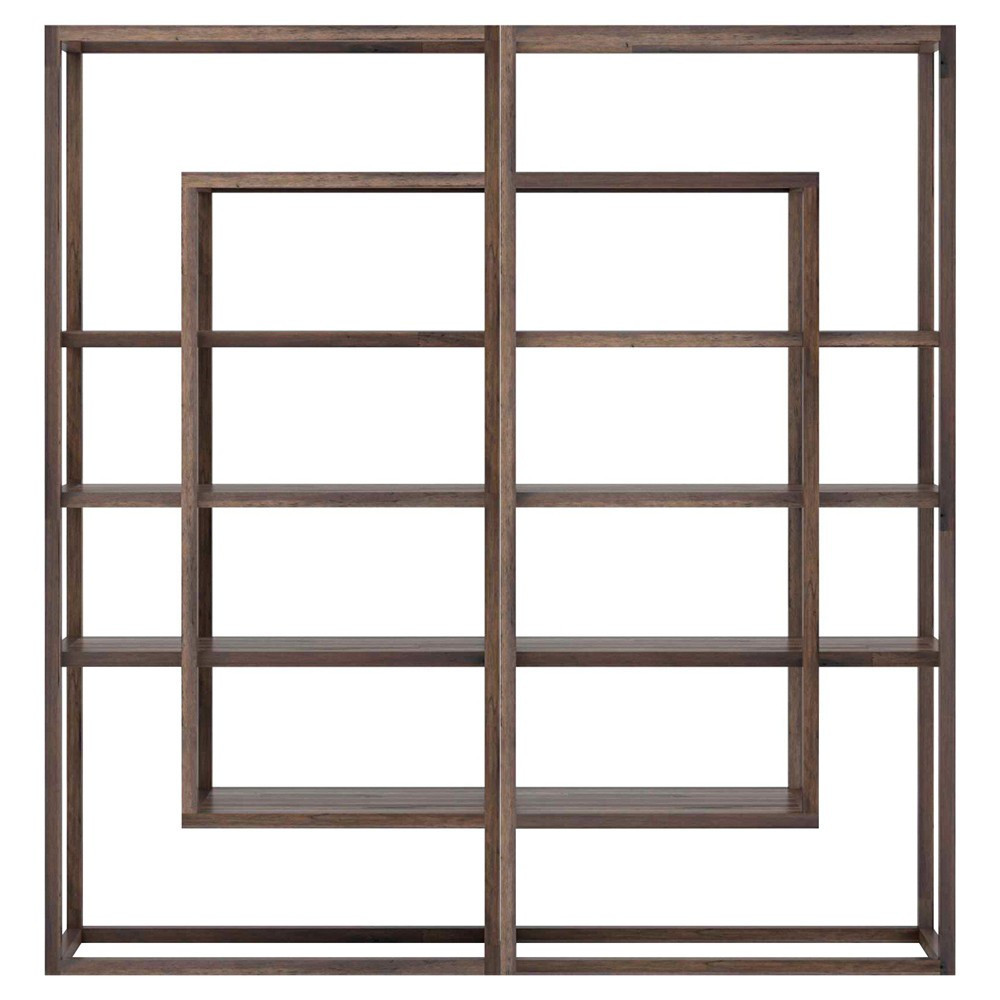 Jam Modern Classic Brown Acacia Wood Double Bookcase | Kathy Kuo Home