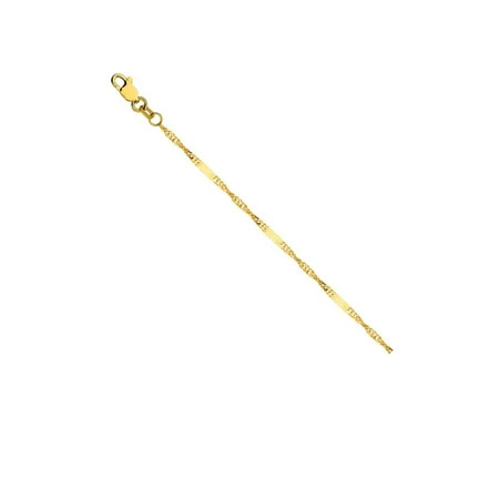 14k Yellow Gold Anklet Ankle Bracelet Twist Chain with Flat Bars | Walmart (US)
