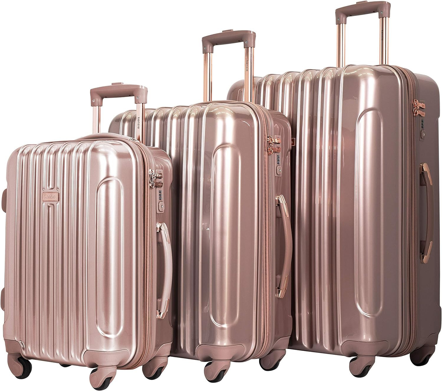 kensie Women's Alma Hardside Spinner Luggage,Expandable, Rose Gold, 3 Piece Set (20/24/28) | Amazon (US)