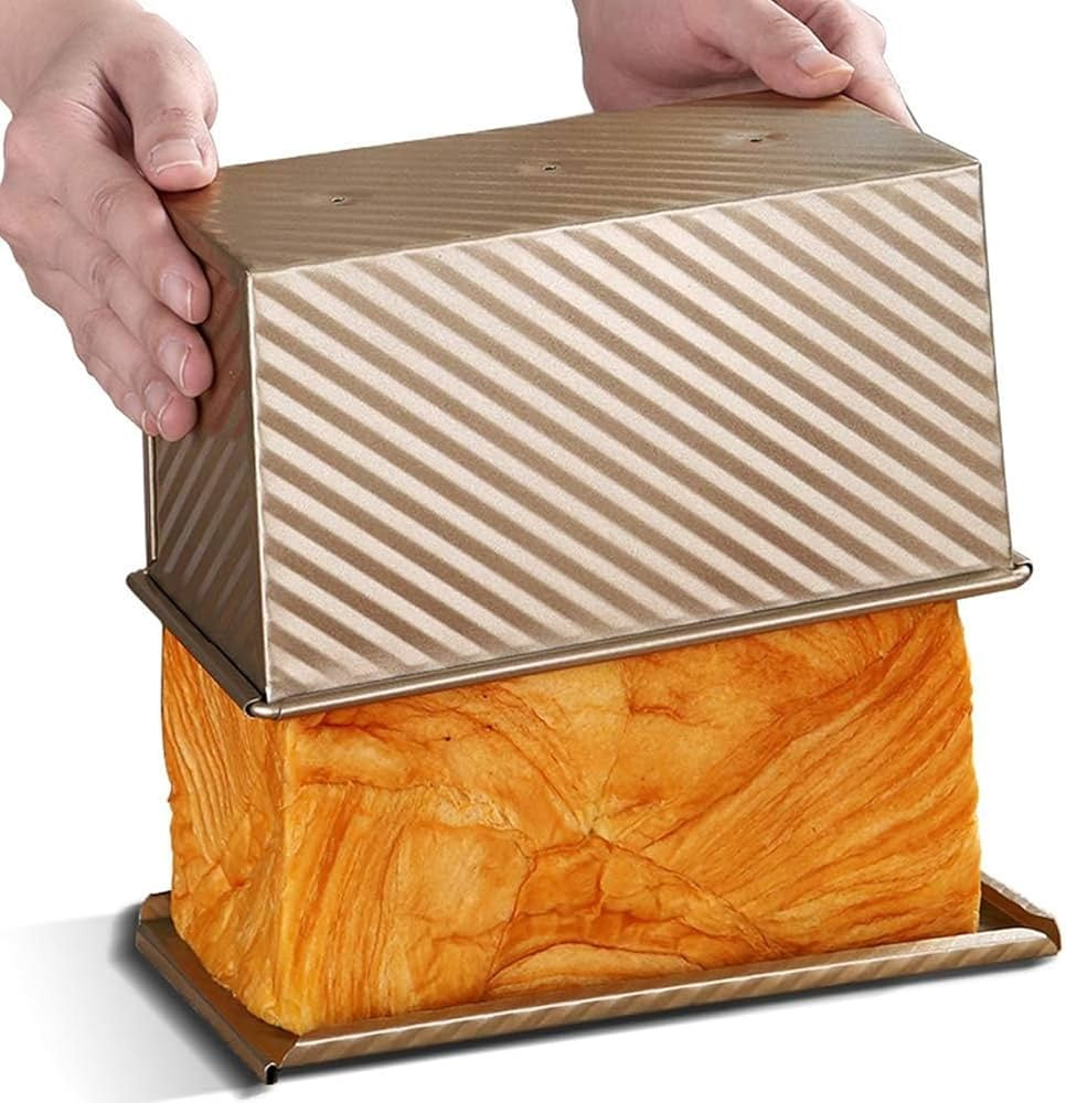 Pullman Loaf Pan with Lid, Non-Stick Bakeware Golden Corrugated Carbon Steel Bread Toast Box Mold... | Amazon (US)