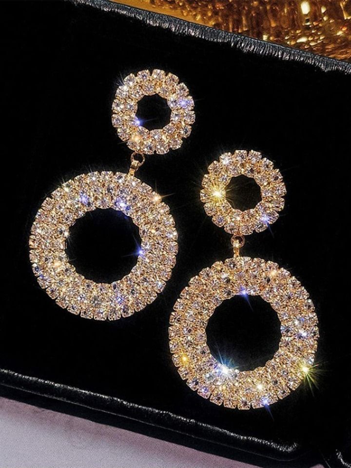 Rhinestone Circle Drop Earrings | SHEIN