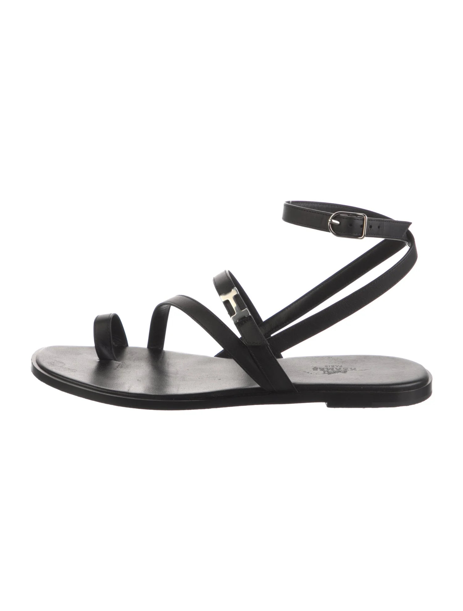 Hermès Harmonie H Logo Gladiator Sandals - Black Sandals, Shoes - HER839521 | The RealReal | The RealReal