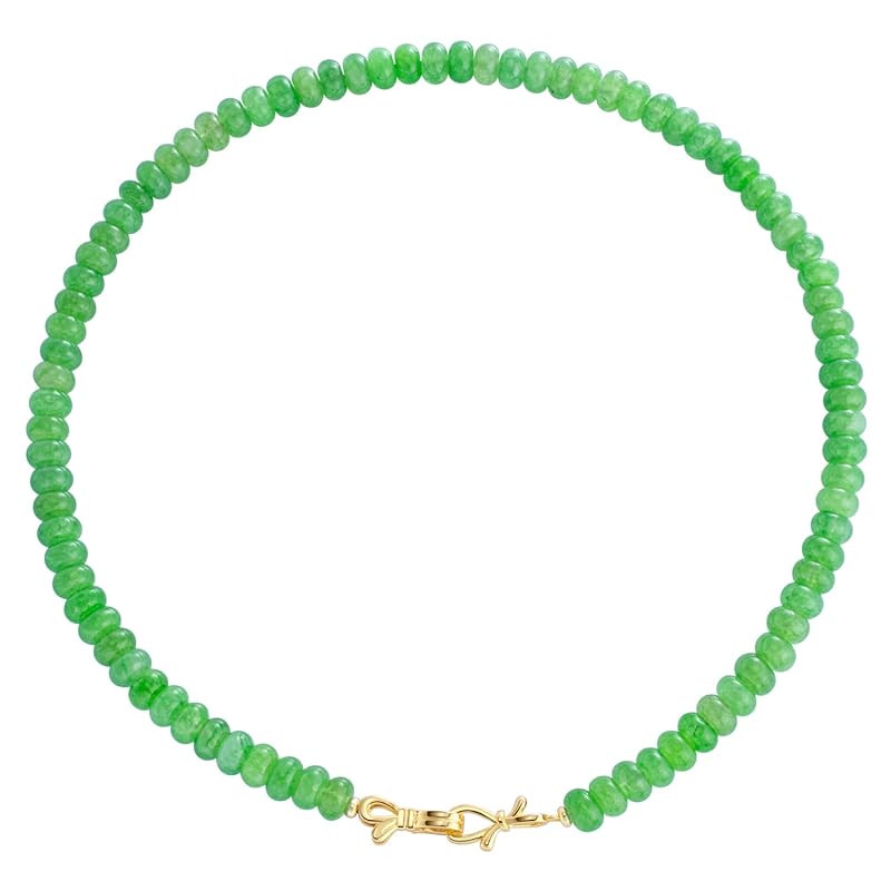 Peridot Gemstone Beaded Choker Necklace for Women 14K Gold Bow Birthstone Beads Chokers | Amazon (US)