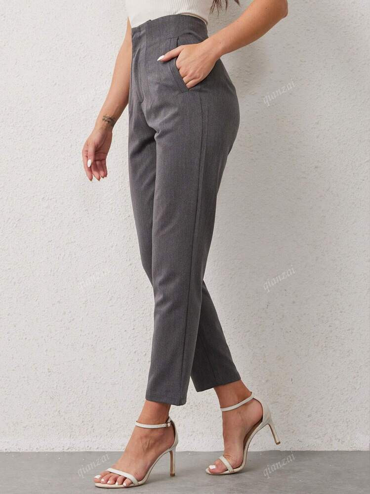 Women Elegant Solid Pencil Pants High Waist Pant For Women Casual Streetwear Woman Trousers Offic... | SHEIN