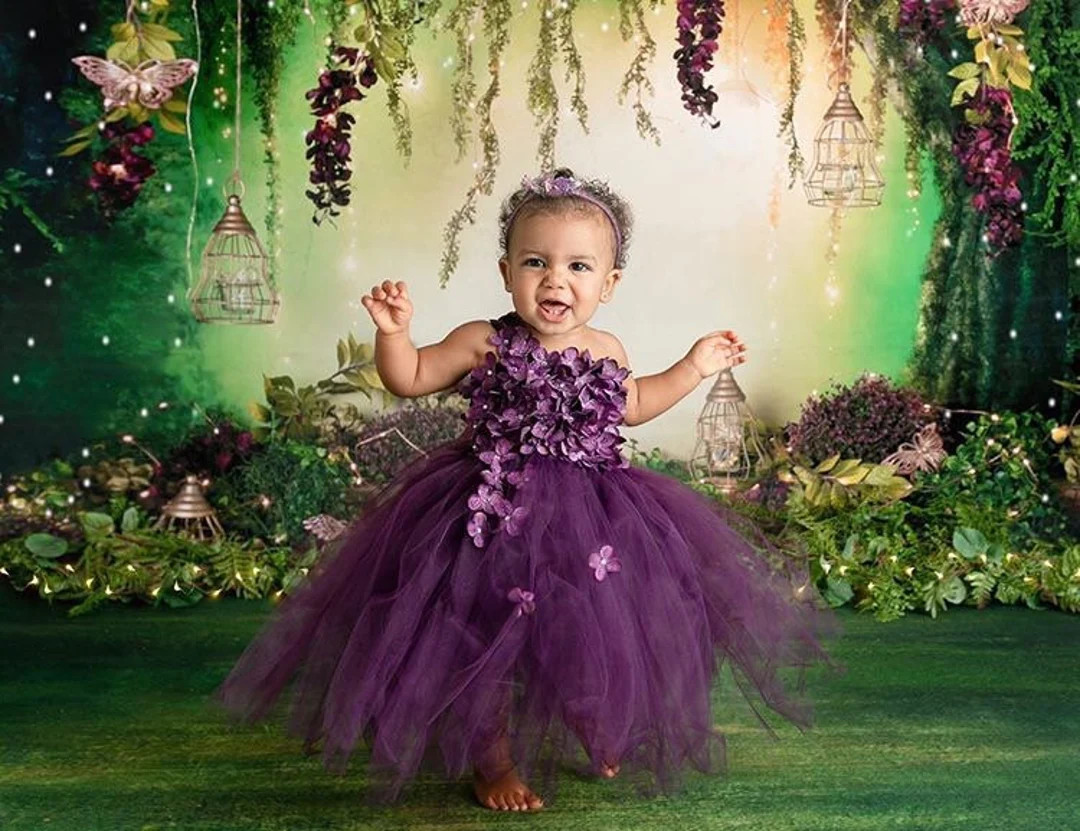 Purple Birthday Tutu Dress for Girls Princess Flower Girl Wedding Parties Outfit for Toddlers Bab... | Etsy (US)