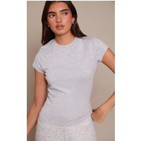 Grey Fitted Embroidered T-Shirt | PrettyLittleThing UK