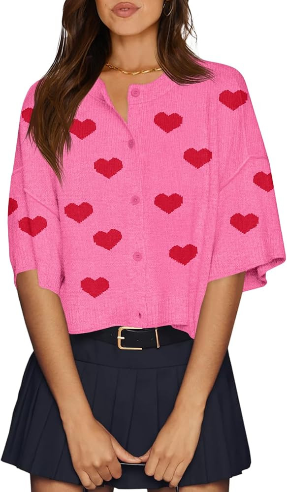 Cicy Bell Womens Half Sleeve Cardigan Sweaters Cropped Button Down Tops Oversized Lightweight Rib... | Amazon (US)