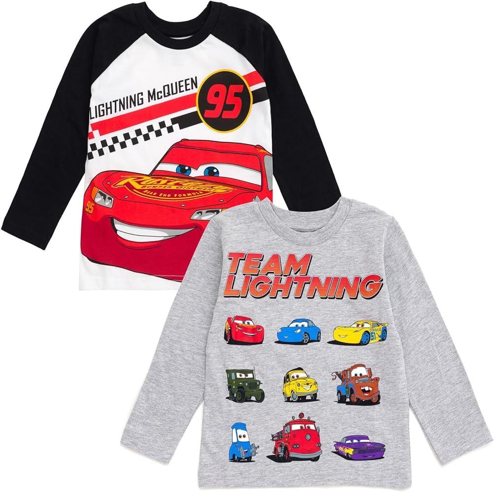 Disney Pixar Cars Lightning McQueen Tow Mater 2 Pack Long Sleeve T-Shirts Toddler to Big Kid | Amazon (US)