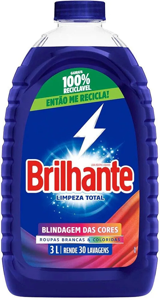 Lava Roupas Líquido Brilhante Limpeza Total 3L | Amazon (BR)